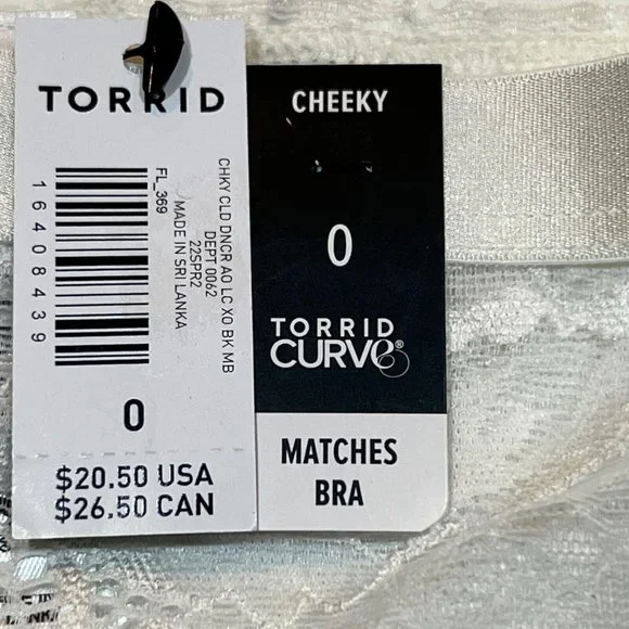NWT TORRID Cheeky Pantie Underwear Sz 0X Cream Ivory Lace - Picture 4 of 4